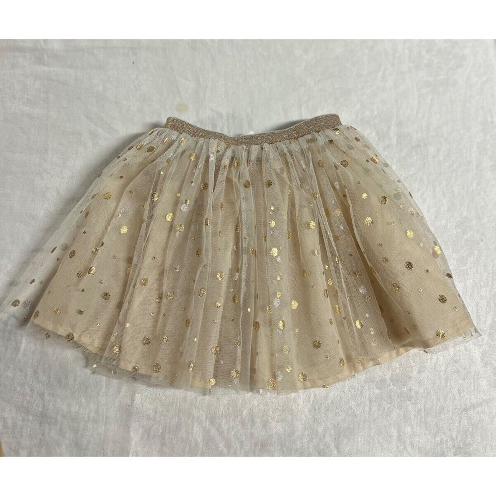 Cupcakes & Cartwheels Tutu Skirt Girls 4-6 Tulle Tutu Yellow Gold Confetti EUC